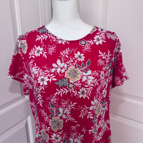 J. Jill size Large red floral dress - Picture 1 of 11